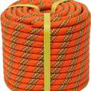 Double Braided Arborist Rope - 1/2 Inch x 100 Feet Polyester Rope - High Strength Climbing Rope for Tree Work, Halyard, Sailing (Orange)