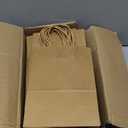 qiqee 50-Packs Brown Paper Gift Bags with Handles Bulk 8.3"x3"x 6" Small Size Paper Bags Multiple Uses(Small Size)