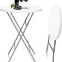 GUAGUA 32" Round Plastic Folding High Top Table - Versatile Bar, Cocktail & Portable Pub Table for Parties, Bistro & Events(White)