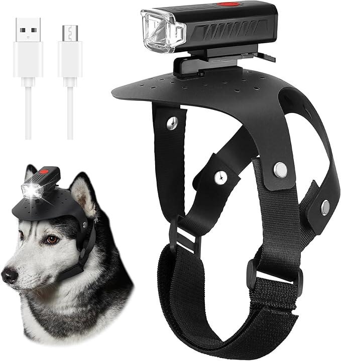 Dog Head Lights for Small and Medium Sized Dogs, 3 Light Modes Dog Collar Light, Waterproof Pet Walking Accessories, for Dog Lights for Night Walking Camping