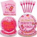 96Pcs Perfect Match Bachelorette Party Supplies She Found Her Perfect Match Plates and Napkins Hot Pink Matches Tableware Set for Bridal Shower Bachelorette Engagement Party Decor Serves 24