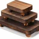 Maitys 3 Pcs Wooden Risers for Display Pedestal Stand Wooden for Decor Farmhouse Vintage Rustic Stackable Kitchen Stand Tray Riser, 3 Sizes(8 x 4.3, 6 x 3.5, 4 x 2.8 In,Brown)