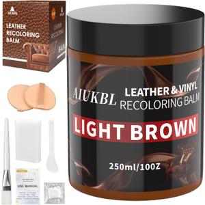 Leather Recoloring Balm, Leather Color Restorer, Leather Restorer for Couches, Leather Scratch Remover, Leather Scratch Repair, Leather Repair Kit for Furniture, Leather Dye (Light Brown)