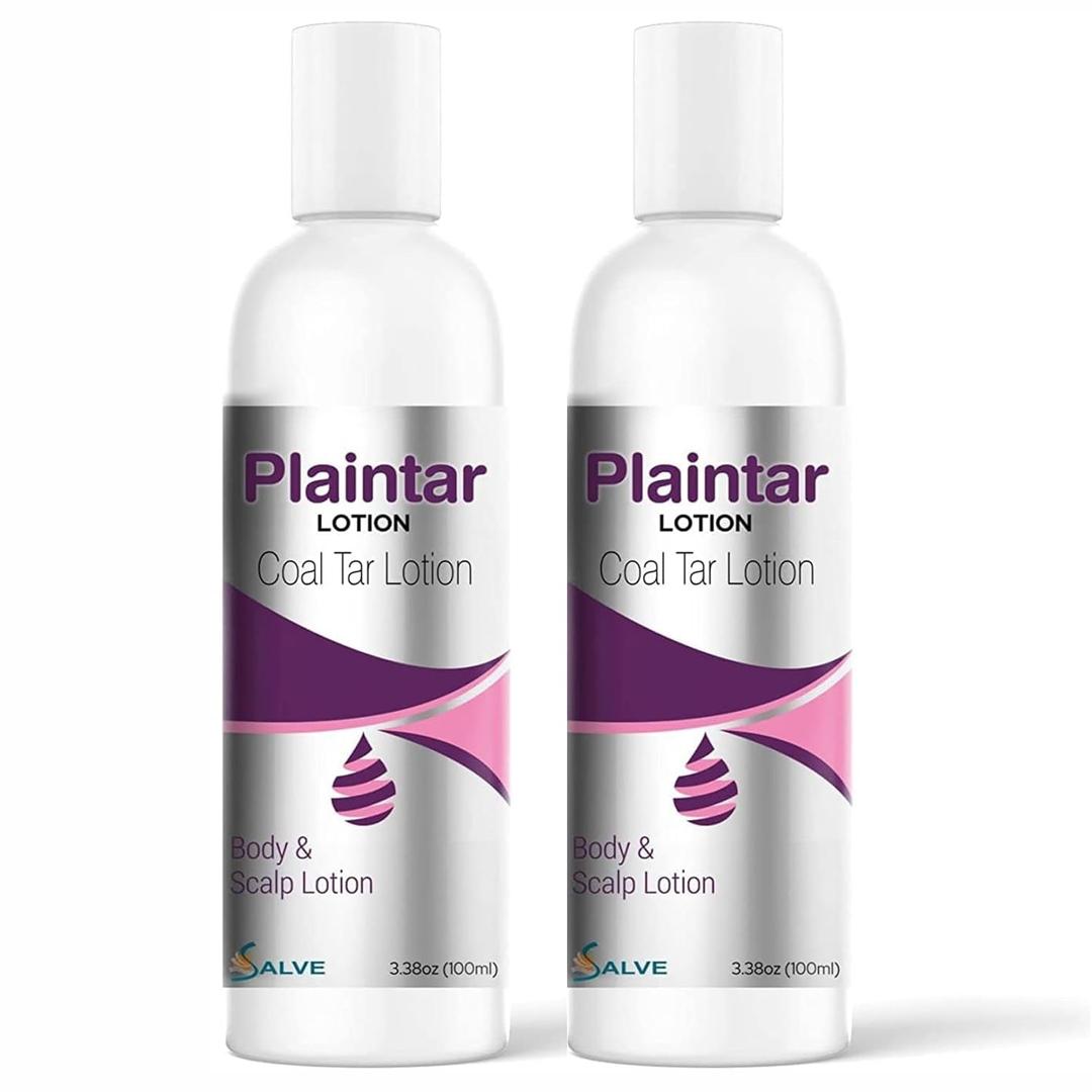 Salve Plaintar Coal Tar Lotion 100 ml Pack of 2 | Leave-On Body & Scalp Lotion, For Flaky Dry Skin, For Psoriasis-Prone Skin