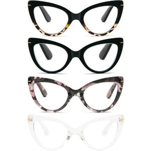 MMOWW Cat Eye Reading Glasses Fashion Cute Reader for Women (Black/Black Tortoise/Red Powder/Transparent), Magnification Strength: 1.0 x