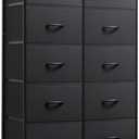 WLIVE Tall Black Dresser for Bedroom with 10 Drawers, Chest of Drawers, Dressers Bedroom Furniture, Storage Organizer Unit with Fabric Bins for Closet, Hallway, Living Room, Entryway