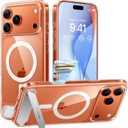 TORRAS Strong Magnetic & Seamless Stand for iPhone 17 Pro Case, Fit for MagSafe, Military's Grade Protection, Camera Control, Built-in Kickstand Slim Case for iPhone 17 Pro Cover, Anti-Yellowing Clear