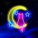Moon Cat Neon Sign for Wall Decor USB Powered Led Cute Cat Moon Neon Light for Kids Bedroom Wall Decor Led Wall Art for Pet Shop Birthday Party Gift for Kids(14inch*12inch)