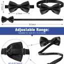 Hercicy 20 Pieces Bow Ties for Men, Formal Satin Solid Tuxedo Adjustable Length Pre Tied Bow Ties for Wedding Celebration (Black, M)