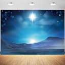 8x6ft Nativity Scene Backdrop Christmas Star Night Bethlehem Star Birth of Jesus Photography Background Christmas Nativity Decorations Religious Belief Bible Tale Photo Booth Props