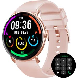AMOLED Smart Watch (Answer/Make Call) for Women, With/Without Phone Mode, 1.43" Round Fitness Watch, Body Temperature Thermometer, Heart Rate, SpO2, Sleep Monitor, 7-10 Days Battery, Pink