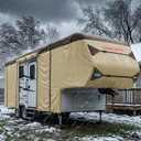 Umbrauto 5th Wheel RV Cover 40' ~ 44', Upgraded 9-Layers Top Waterproof & Windproof Fifth Wheel Camper Cover, Toy Hauler Travel Trailer Covers for Winter Snow with Tongue Jack Cover, Gutter Cover (model 5)