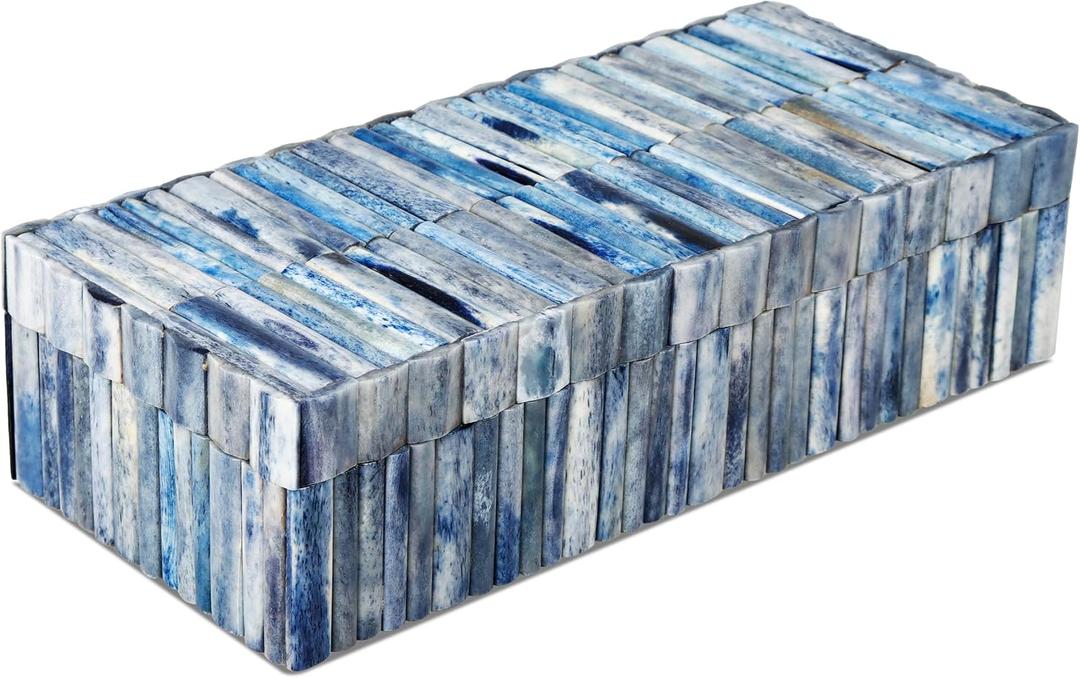 Handicrafts Home Decorative Storage Box 10x4.5 Remote Control Holder, Jewelry Organizer, Modern Decorative Box with Lid, Boho Chic Home Dcor Accent, Vintage Memory Box for Living Room Shelf Dcor