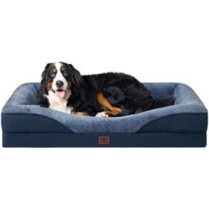 EHEYCIGA Orthopedic XL Dog Bed for Large Sized Dog, 48x35x7.5 Inch Extra Large Memory Foam Dog Couch Bed with Sides, Waterproof Liner & Washable Removable Cover, Bolster Pet Sofa, Navy