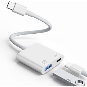 USB to USB C Adapter 5Gbps, [MFi Certified] USB-C to USB3.0 Camera Adapter with 30W PD Charging USBC Male to USB A Female OTG Cable Compatible with iPhone 17 16/ Samsung/ MacBook/ iPad, Thunderbolt 4/ 3