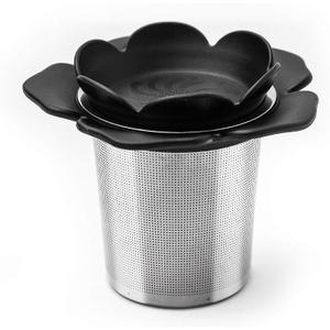 2 x LHS Tea Infuser Strainers for Loose Tea, Flower Stainless Steel Loose Leaf Tea Strainer Stepper with Heat Proof Double Handles, Extra Fine Mesh Tea Ball Infusers