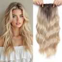 Hair Topper, Big Base 360 3D Hair Toppers for Women with Thinning Crown, 20 Inch Long Curly Wavy Hair Pieces with Middle Part Clip in Bangs for Daily Use Parties