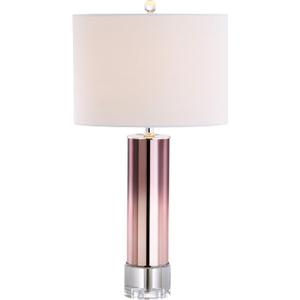 JONATHAN Y JYL1069B Edward 27" Glass/Crystal LED Table Lamp Contemporary Transitional Bedside Desk Nightstand Lamp for Bedroom Living Room Office College Bookcase LED Bulb Included, Pink