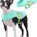 IECOii Reflective Dog Cooling Vest for Hot Weather, Soft Cooling Jacket Summer Dog Cooler Shirt with Leash Ring, Breathable Pet Cool Harness for Outdoor Walking, Hiking, Beach, Turquoise, Size L