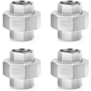 ChillWaves 304 Stainless Steel Cast Pipe Fitting, Union，1/2" NPT Female，Thread Adapter(2-PACK)