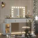 Keonjinn White Vanity Mirror with Lights 23" x 18", 15 LED Bulbs Hollywood Makeup Mirror with 2 Replacement Bulbs, 3-Color Lights, Aluminum Metal Frame, USB Charging Port for Gift Birthday Anniversary