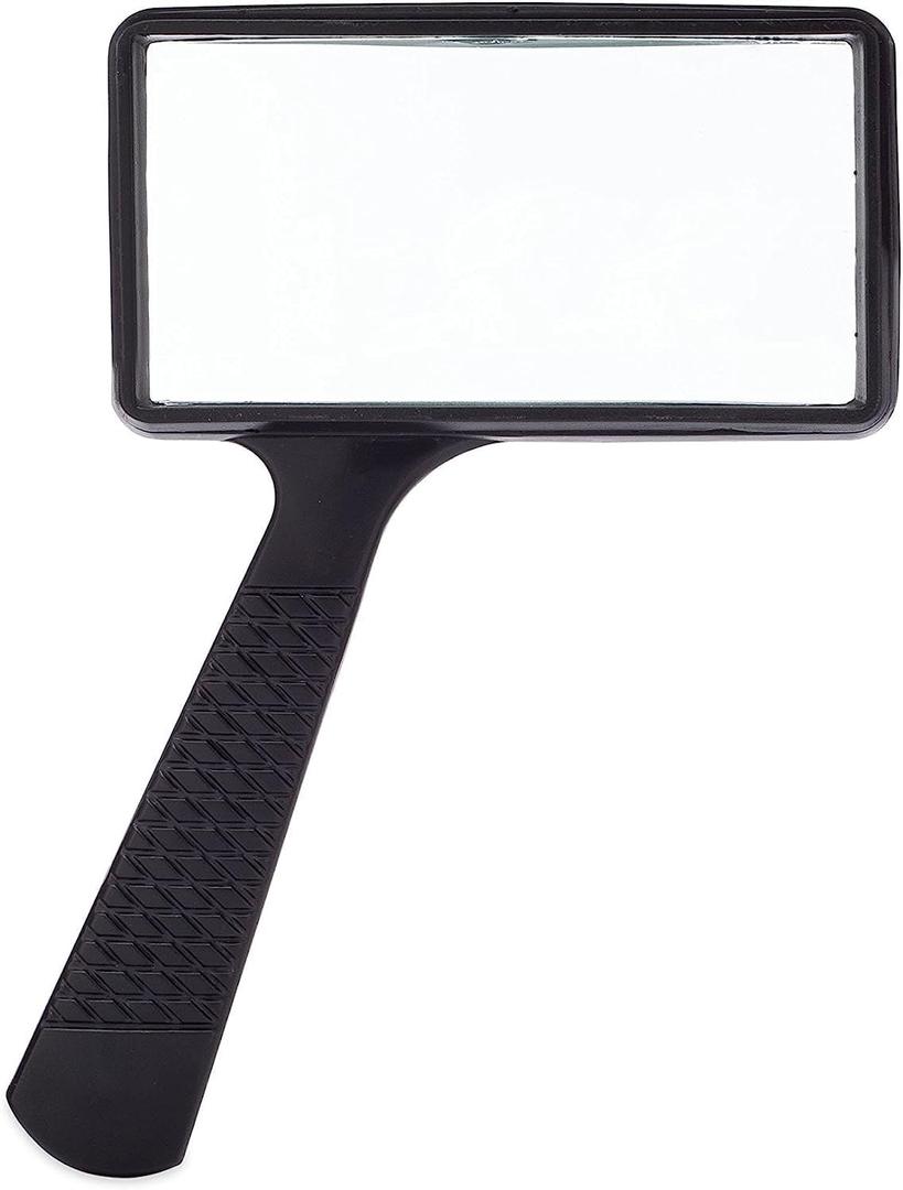 Jumbo Rectangular Handheld Magnifying Glass (3X Magnification)  Scratch Resistant Glass Lens - Large Horizontal Viewing Area