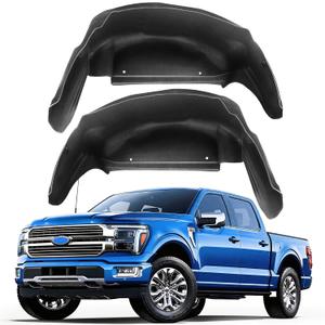 Rear Wheel Well Liners for 2021-2025 Ford F150 (Not for Raptor), 2PCS Rear Inner Fender Liners Tire Guards, No Drilling Required, Heavy Duty Splash Shield Wheel Well Guards, F150 Accessories