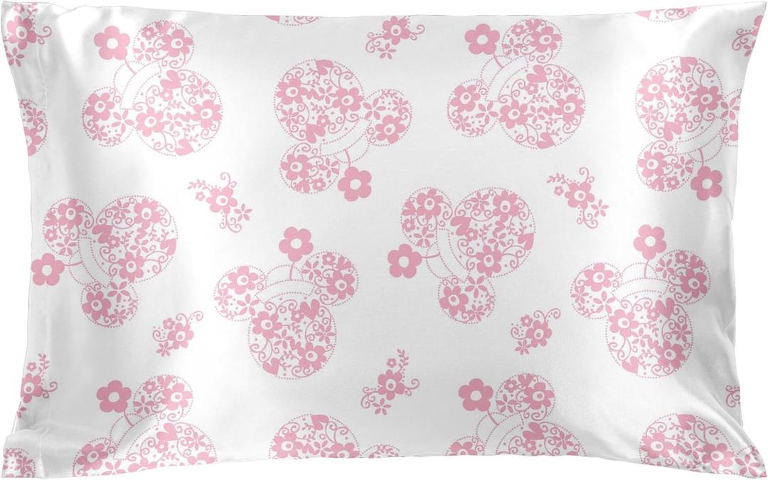 Jay Franco Satin Pillowcase - Standard Size 20x30 Inch Silky Soft Premium Pillow Cover, White - Minnie Mouse