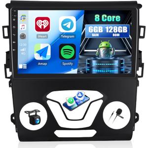 6+128G 8 Core Android 13 Car Stereo for Ford Fusion Mondeo 2013-2019 with Wireless CarPlay Android Auto, 9'' Touchscreen with WiFi GPS Mirror Link Bluetooth FM RDS DSP EQ SWC Backup Camera