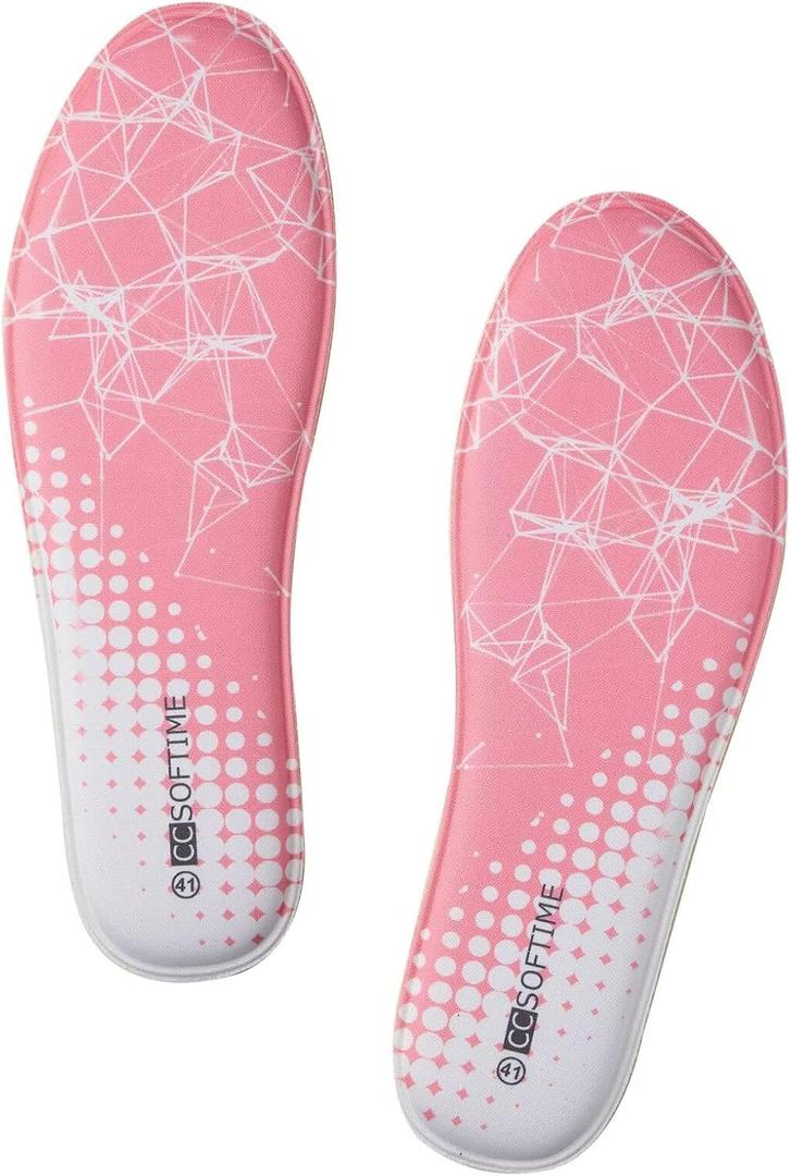 CCSOFTIME Memory Foam Shoe Inserts for Women Men, Replacement Insoles for Work Boots Running Shoes Hiking Shoes Sneakers Cushion Shoe Liners Pink W8/M6