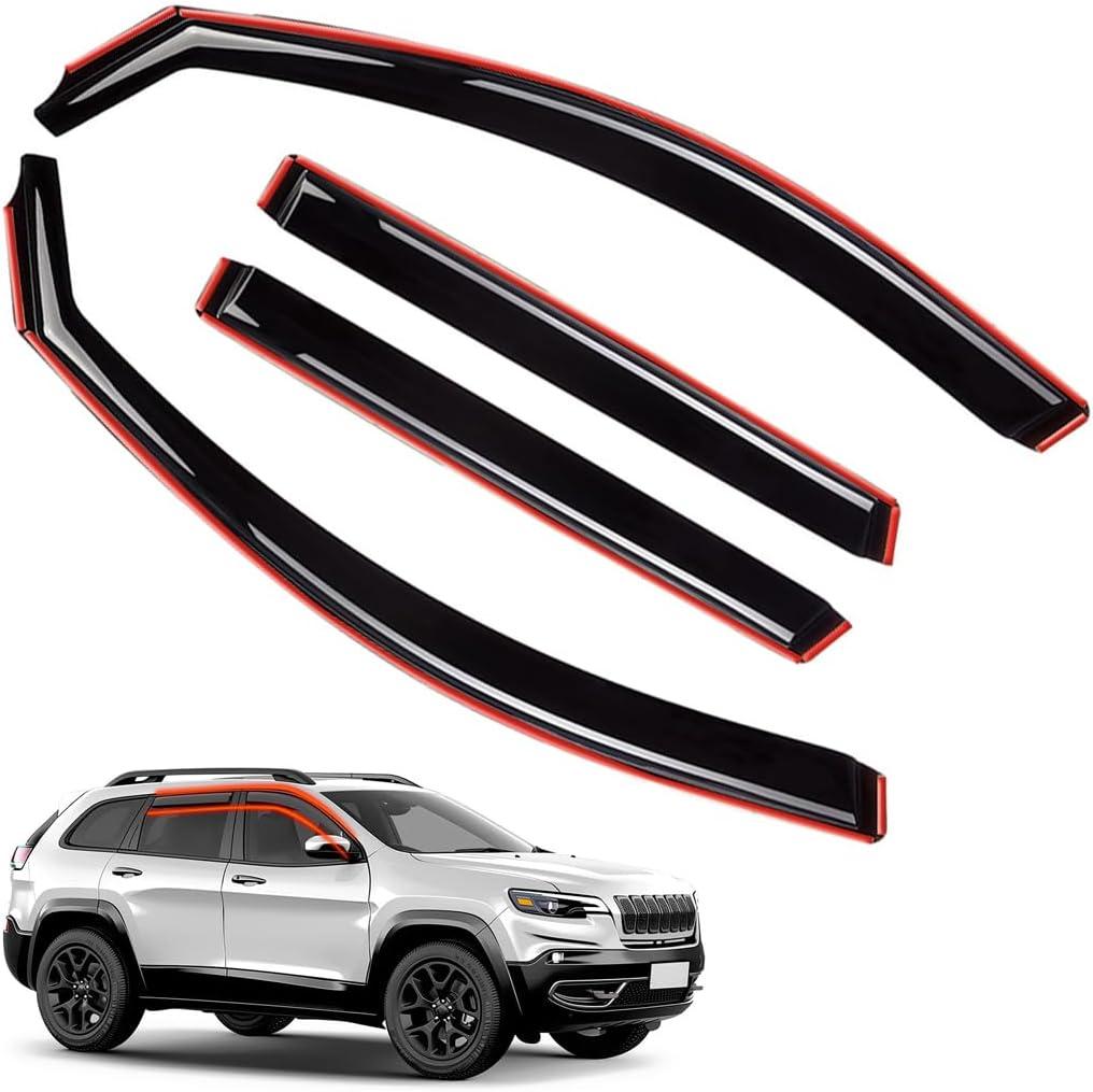 In-Channel Rain Guards for Jeep Cherokee 2014-2023 | Window Deflectors, Vent Window Visors, Wind Guards, Car Window Protector 4PCS