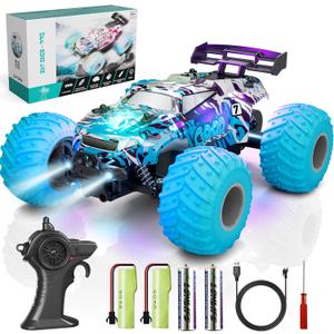 RC Cars,Remote Control Car RC Truck for Kids Boys Ages 4-7 8-12 Adults Toddler, Off Road Radio Controlled Toy with LED Lights,20KMH,40Mins,2.4Ghz (Graffiti Blue)