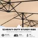 15FT Large Outdoor Patio Umbrella with Solar Lights and Base, Double-Sided Table Umbrellas with 48 LED Lights, Rectangle Market Umbrella for Pool, Deck, Backyard