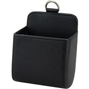Car Vent Storage Bag, PU Leather Automotive Dashboard Organizer Pocket with Hook, Portable Vehicle Hanging Storage Pouch for Key, Coin, Cell Phone, Sunglasses (Black)