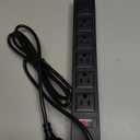 Outdoor Power Strip Waterproof with 6 Outlets, Garden Weatherproof Surge Protector, Christmas Multiple Outlet Exterior Socket for Lighting Appliances. 6FT Extension Cord Strip with Flat Plug. Black