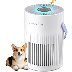 Air Purifers for Home, Hepa Air Purifier for Bedroom, Air Cleaner for Pet Dander, Quiet Sleep Mode, Portable Air Purifier for Office, Odor, Dust, Smoke (White)