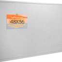 Large Bulletin Board - 48 x 36 Inches, Decorative Felt Pin Board for Wall - 4' x 3' Foldable Photo Display Board with Self-Adhesive Tape, Includes 20 Push Pins - Light Gray