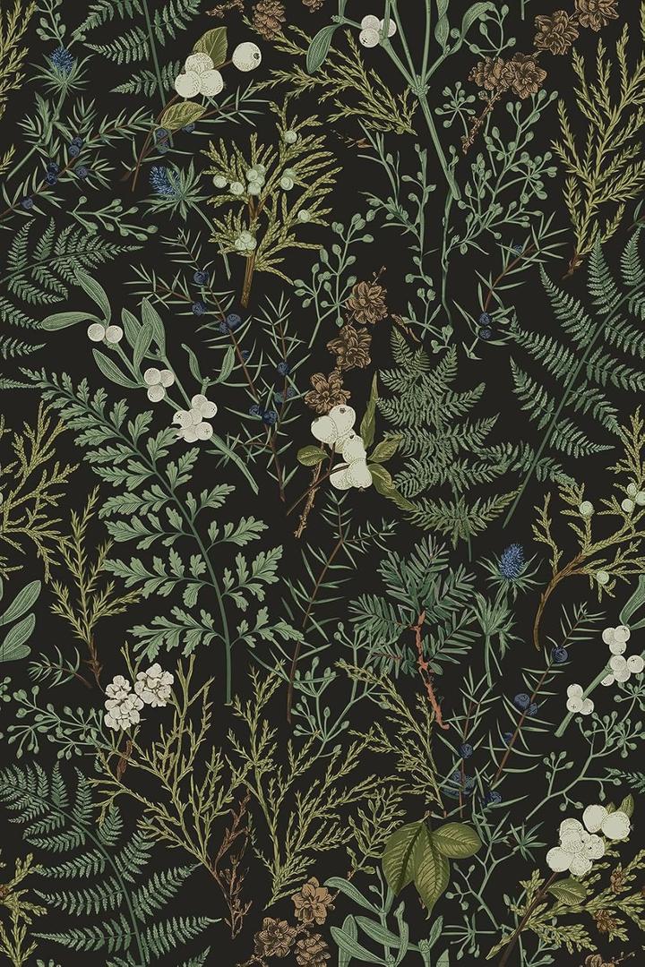 Dark Green Fern Botanical Shelf Liner Contact Paper Self Adhesive Vinyl Botanical Drawer Liner Wall Paper for Kitchen Cabinets Dresser Dollhouse Walls Arts Crafts Decal 17.5X117 Inches