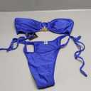 ZAFUL Metal Ring Bandeau Bikini Set Tie Side Bathing Suit High Cut 2 Piece Swimsuit Cutout Swimwear, Size L