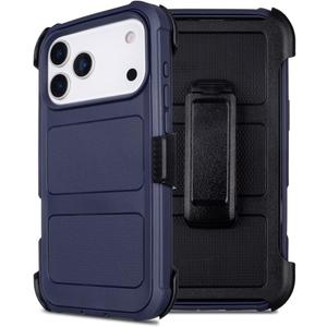 Shockproof for iPhone 17 Pro Case with Belt Clip, for iPhone 17 Pro Defender Case with Holster Kickstand, 3 Layers of Sturdy, Anti-Drop, Protective Cases for iPhone17Pro (Blue)