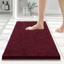 Smiry Luxury Chenille Bathroom Rugs 24x16, Extra Soft and Absorbent Shaggy Bath Mat, Machine Washable, Non-Slip Plush Carpet Runner for Tub, Shower, and Floor, Home Decor Accessories, Burgundy