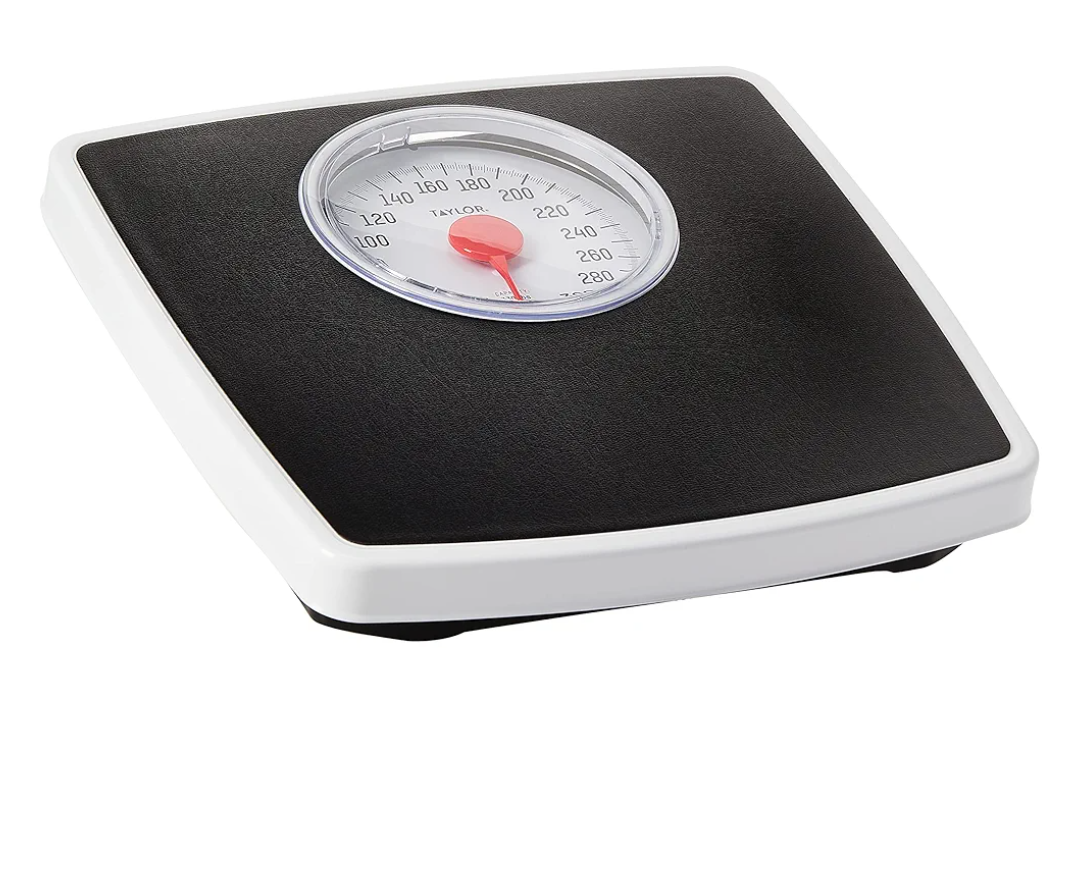 Taylor Battery Free Analog Scales for Body Weight, 330LB Capacity, Easy to Read Large 4.25-inch Dial, 10.3 x 10.6-inch Vinyl Mat Platform, Black