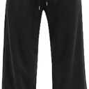 ZUGJAM Men's Baggy Sweatpants Wide Leg Lounge Sweat Pants with Pockets (Black, L)