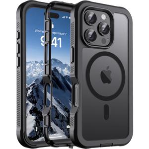 Jaroco Magnetic for iPhone 16 Pro Case, [Compatible with MagSafe][Military Grade Drop Protection][Heavy Duty Protection][Non-Slip][Shockproof] 2-Layer Durable Bumper Phone Case 6.3''-Black