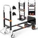 Upgraded 3 in 1 Folding Hand Truck, 500lbs Capacity Heavy Duty Convertible Dolly cart with Rubber Wheels, Collapsible Hand Truck Foldable with Telescopic Handle, Trolley for Moving, Office, Warehouse (Orange)