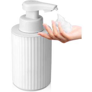 Automatic Soap Dispenser Foaming Touchless: 8.7oz White Plastic - Rechargeable Electric Smart Auto Foam Soap Dispenser - Hand Dish Bathroom Kitchen (White Foam Type)