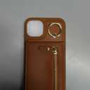 for iPhone 15 Plus Case with Card Holder for Women,for iPhone 15 Plus Phone Case Wallet with Strap Credit Card with Kickstand Zipper Case for Apple15plus - Brown