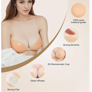 Sticky Bra, Strapless Adhesive Invisible Viscous, Push Up Reusable Silicone Bra for Backless Dresses Bra size C