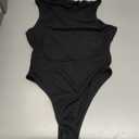 Verdusa Womens Mock Neck Backless Tops Double Lined Sleeveless Skinny Leotard Tops Bodysuit (Black, XS)