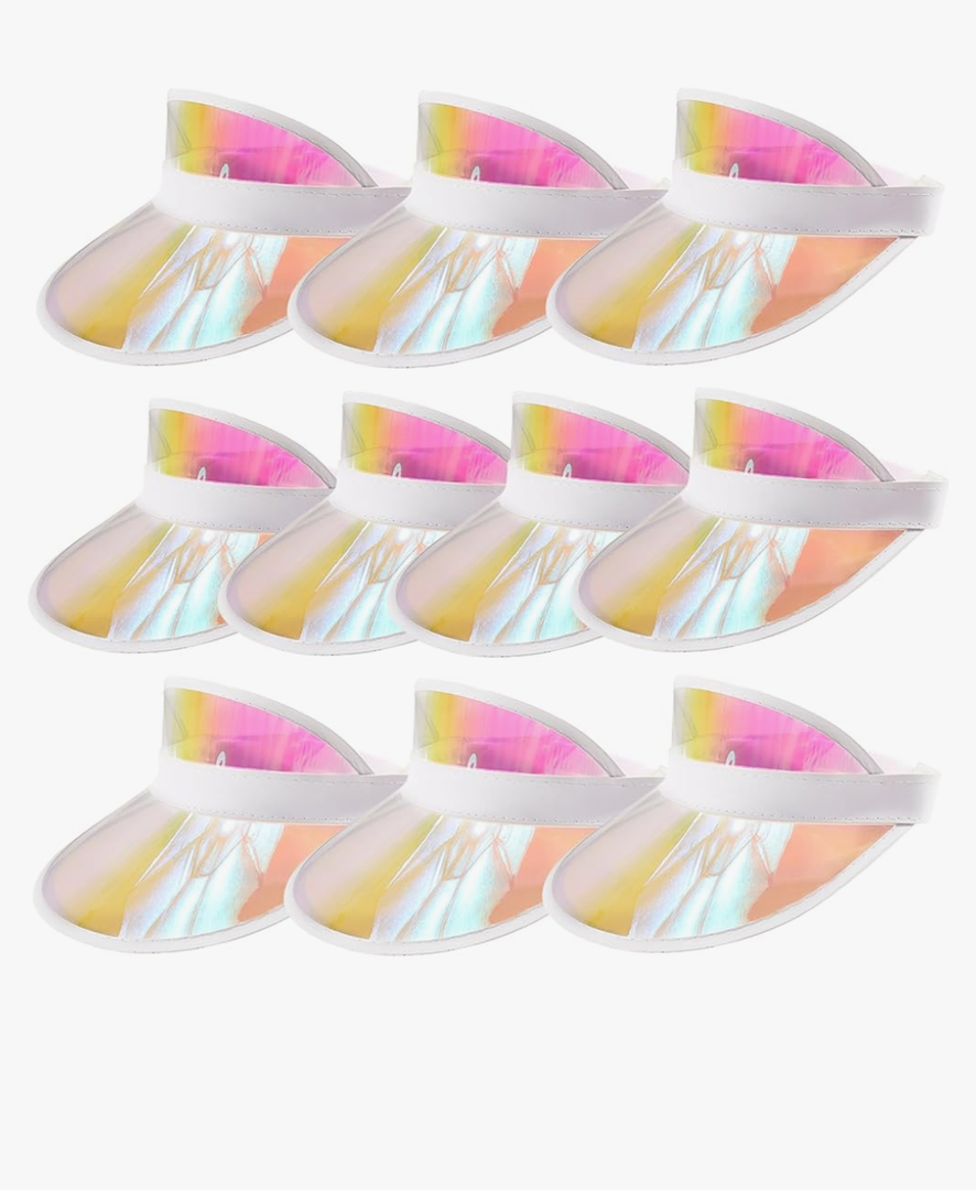 20 pack of Ultrafun Unisex Candy Color Sun Visors Hats Plastic Clear UV Protection Cap for Sports Outdoor Activities